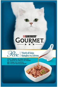 Purina gourmet perle φιλετάκια "θρίαμβος της σάλτσας" τόνος  85 gr